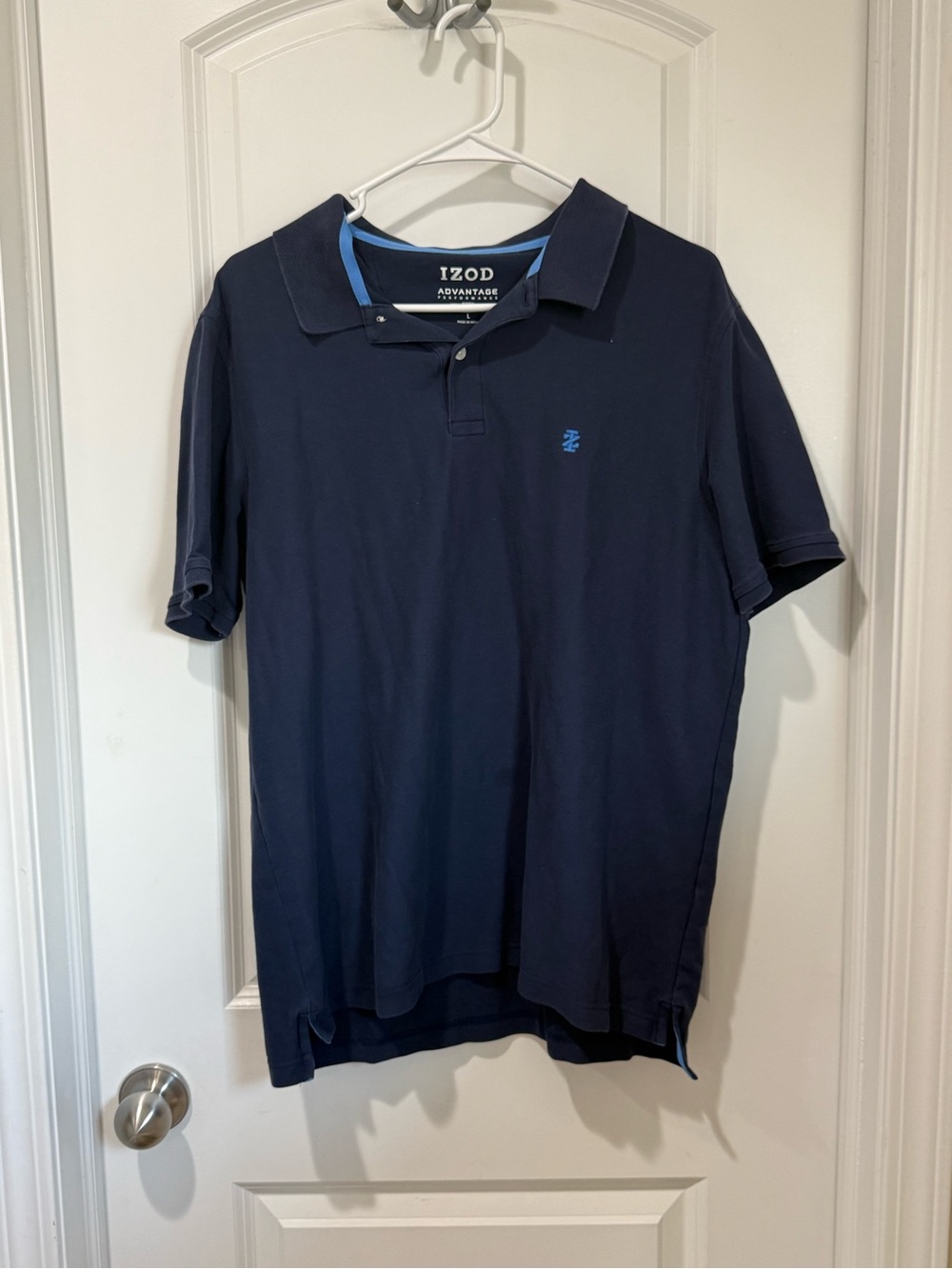 Izod Navy Blue Polo with Light Blue Trim